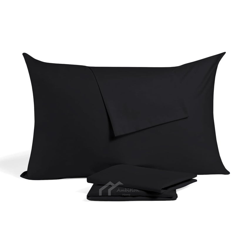 Ambition Home Toddler Travel Small Pillow Cases with Zipper Closure Pillow Cover Set of 2 Travel Pillow Cover 500 Thread Count 100% Soft Egyptian Cotton Travel Pillow case 14x20 inch, Black - Image 1